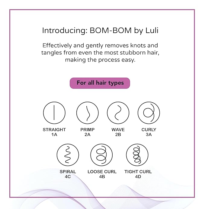 BOM BOM 2 Unit Kit, Wet And Dry Vented Detangling Hair Brush For All Hair Types, Light Weight Hairbrush, Scalp Massage Brush (Purple)