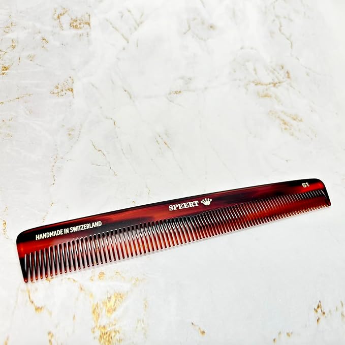 #51 Handmade Wide Narrow Tooth Comb Tortoise Havana Acetate Thick Coarse Curly Thin Fine Straight Hair Detangling Parting Grooming Teasing Hair Styling Hairdresser Barber Hairdressing Wet Dry