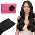 WENNALIFE Clip in Human Hair Extensions, 22 Inch 120g 7pcs Natural Black Hair Extensions Clip In Human Hair Remy Clip in Hair Extensions Real Human Hair Double Weft