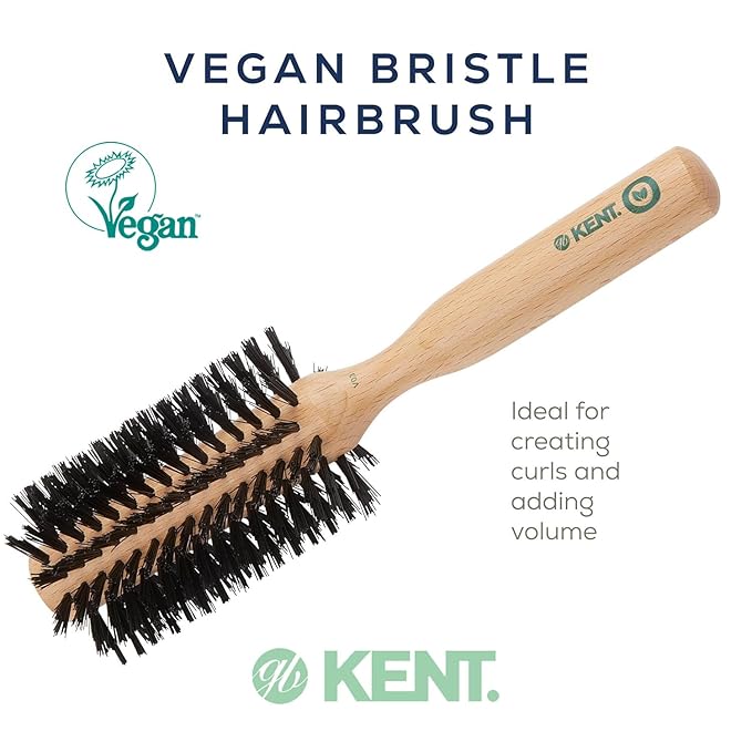 Kent V03 Vegan Boar Bristle Hair Brush, Eco Friendly Round Brush for Blow Outs and Creating Curls, Adding Volume and Root Lift (60mm)