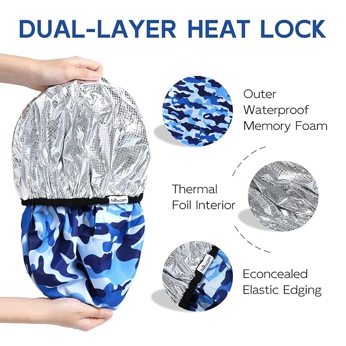 Years calm Shower Cap for Men, Waterproof & Heat-Retaining Hair Treatment Cap – Reusable Men’s Shower Cap with Foil Lining, Elastic Band, for Steam Care, Hair Mask & Oil Conditioning