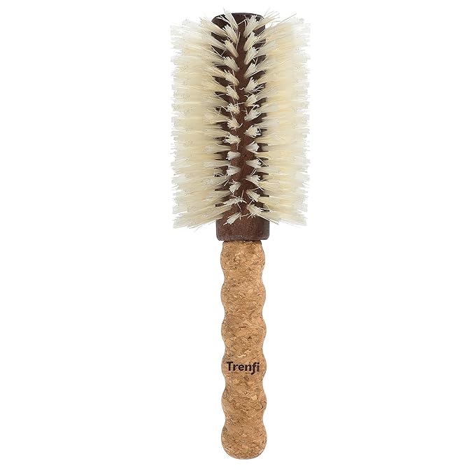 Professional Boar Bristle Round Brush for Blow Drying | 2.75" Large Volume Barrel | Ultra-Light Cork Handle | Volumizing & Smoothing Tool for Fine, Thin Hair | Salon Blowout Results