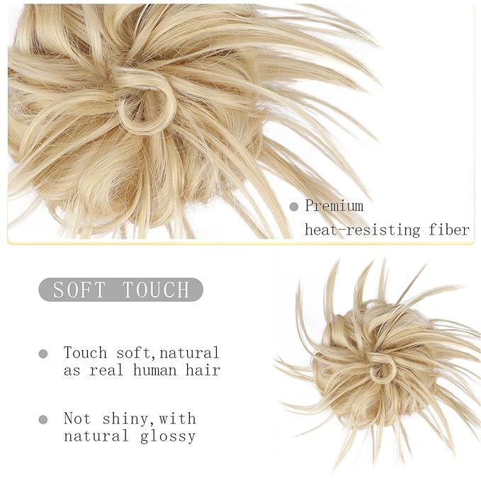 HMD Tousled Updo Messy Bun Hairpiece Hair Extension Ponytail with Elastic Rubber Band Updo Ponytail Hairpiece Synthetic Hair Extensions Scrunchies Ponytail Hairpieces for Women