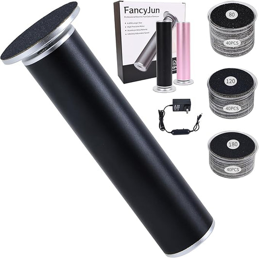 Electric Foot Callus Remover with 120pcs Sandpaper Discs(3 Sizes), Professional 800RPM Aluminum 4.8 Inches Callus Remover for Feet, Stepless Speed Control Foot File for Dead Skin (Black)