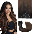 Pro2.0 Clip in Hair Extensions Real Human Hair 20inch 7pcs Color #1BT4 Natural Black Fading to Middle Brown Remy Real Human Hair Extensions Clip ins 120g Thick Double Weft（#1BT4-20inch）