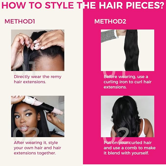 Lashey Clip in Hair Extensions, Kinky Straight 16 Inch 7pcs 120g #1B Natural Black Remy Human Hair Extensions Natural Thick Clip in Hair Extensions for Black Women