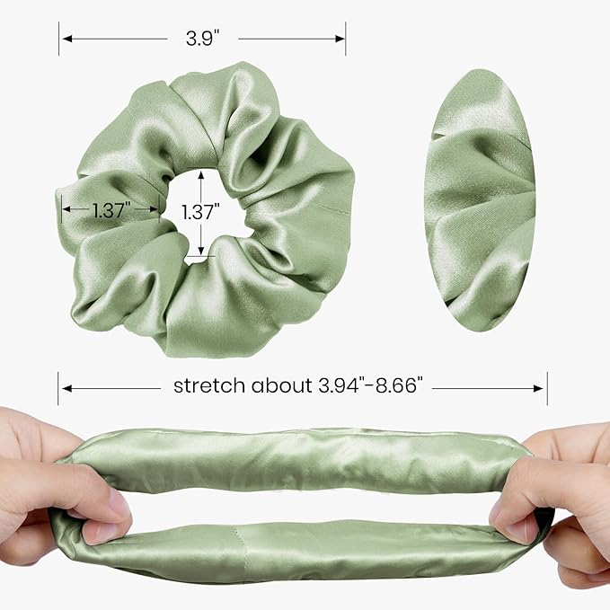 LILYSILK Silk Hair Scrunchies/Ties for Frizz & Breakage Prevention, 100% Mulberry, No Damage, Elastic ponytail Holders, 1Pc, Pale Turquoise
