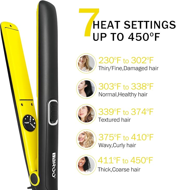 IBROO Ceramic Hair Straightener, 15% Plus Long 1 inch Tourmaline Curling Straightening Iron, Keratin Coated Straight Iron, Max 450℉ Flat Irons for Black Women Hair, Dual Voltage 110v-220v for Travel