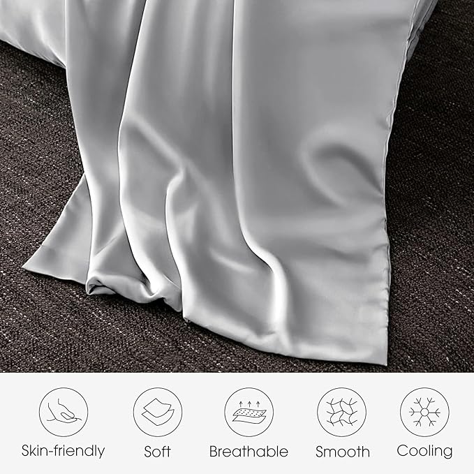 100% Silk Pillowcase for Hair and Skin Toddler Size 2 Pack Mulberry Silk Pillow Case 13 x 18 Inches Highest 6A Silk Kids/Travel Pillow Cover Soft Breathable Cooling Hidden Zipper, Light Grey