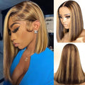 4/27 Ombre Highlight Bob Wig Human Hair 8 inch straight 427 bob wig 13x4 Highlight HD Lace Frontal Bob Wig Human Hair 180% Density Pre Plucked Ombre Short Bob Wigs for Black Women
