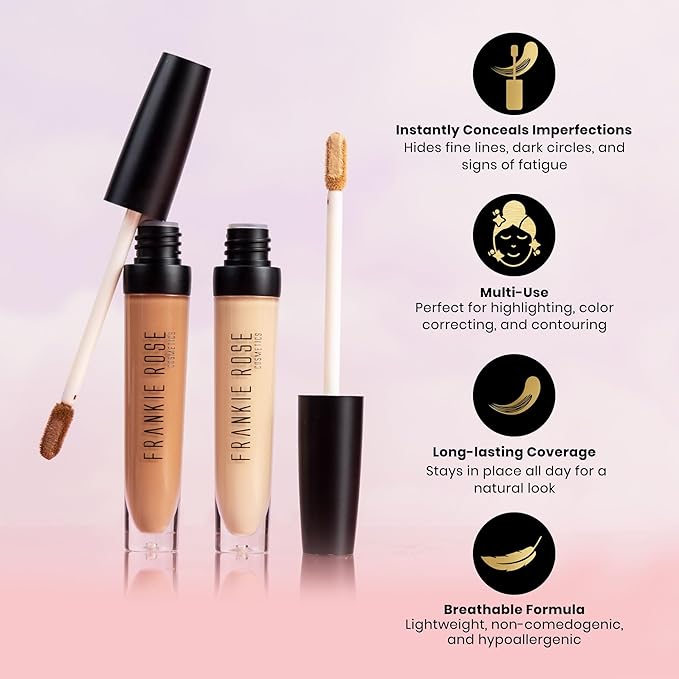 Frankie Rose Cosmetics Our Lil’ Secret Concealer – Sweat-Proof & Matte Under Eye Concealer, Long Lasting Concealer Full Coverage For Fine Lines, Dark Circles & Hide Imperfections - Neutral