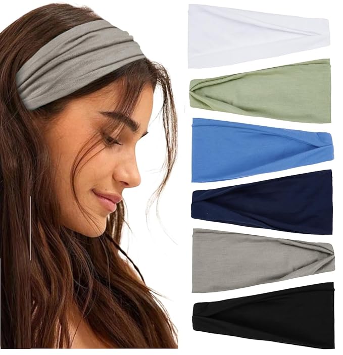 Huachi Non Slip Headbands for Women - Wide, Fashionable Elastic Headbands for Short Hair - Workout, Yoga, Sports, Exercise, Sweatbands, Summer Hair Accessories