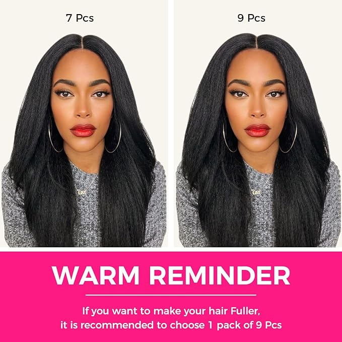 Lashey Seamless Clip in Hair Extensions Human Hair 130g 9pcs #1 Jet Black 16 Inch Kinky Straight Clip in Hair Extensions Real Human Hair with Flat PU Invisi Edge Full Pack