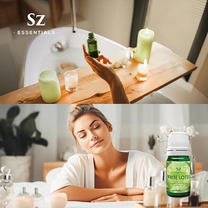 White Lotus 100% Pure, Essential Natural Oil - Extracted from Nymphaea Lotus - Rich & Sweet Scent, with Exotic Floral Overtones - Therapeutic Grade & Vegan - 0.17 fl oz (5ml)