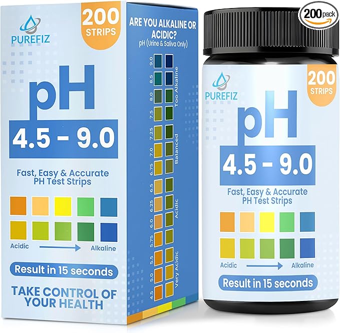 pH Test Strips for Urine & Saliva – 200 Easy-to-Use Strips for Fast, Accurate pH Testing at Home, Get Clear Acid-Alkaline Balance Results in Seconds, Perfect for Tracking Your Body's pH, 4.5-9.0 Range