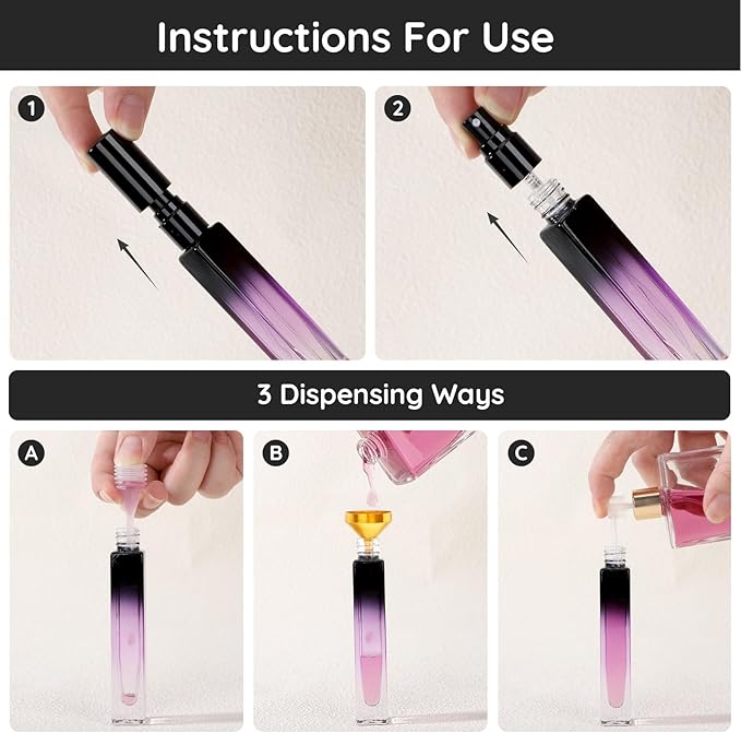 Segbeauty 0.34oz Mini Travel Spray Bottle, 10Pcs Glass Refillable Atomizer Spray Bottle for Perfume, 10ml Empty Perfume Atomizer Fine Mist, Portable Travel Cologne Sprayer with Refill Tool