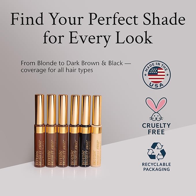Boyd’s Brush It Away | Grey Hair Root Touch Up for Women & Men | Temporary Hair Color Mascara | Quick-Dry Water-Resistant Concealing Formula | Blonde, 3-Pack