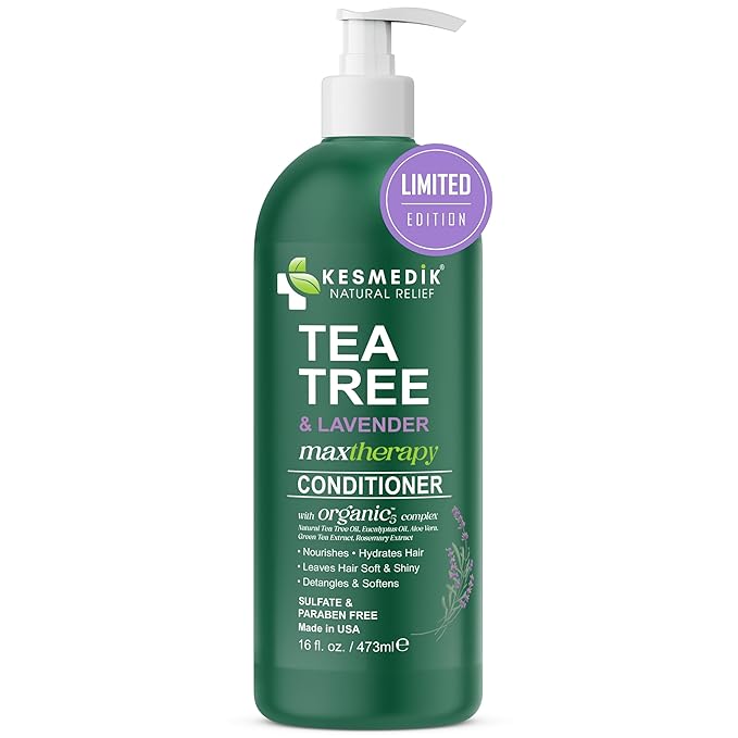 Tea Tree & Lavender Conditioner, Soothes Itchy, Dry Scalp, Refreshes, Hydrates, Detangles & Controls Frizz, Reduces Hair Loss, Lavender-Infused Nourishing Formula for All Hair Types, 16 fl oz