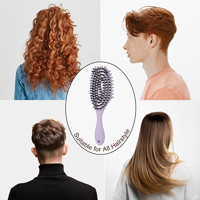 Curly Defining Brush, 1-Pack Vented Hair Brushes Blow Dry and Wet Detangling Curly Styling Hair Brush (Purple)