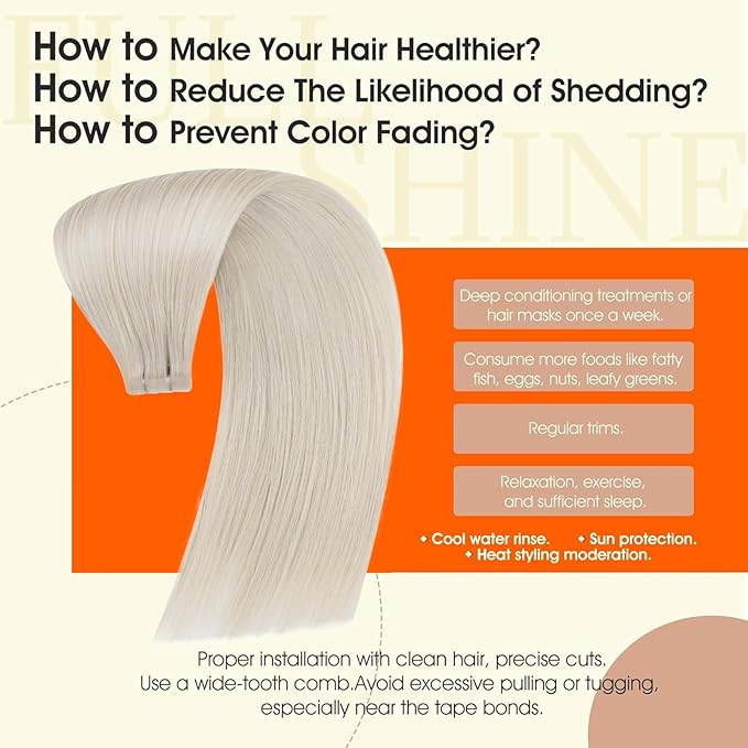 Full Shine Blonde Injected Tape in Hair Extensions Human Hair Color 1000 Ice Blonde Injection Tape in Extensions Protect Natural Extension 16Inch 40G 20Pcs Seamless Invisible Skin Weft