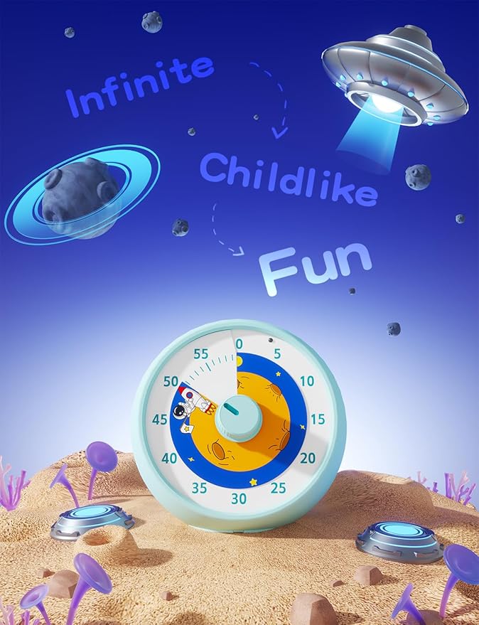 Visual Timer for Kids, 60-Minute Countdown Timer for Classroom Office Kitchen, Desk Timer Kids Time Management Tools with Silent Operation, Pomodoro Time Rainbow Pattern