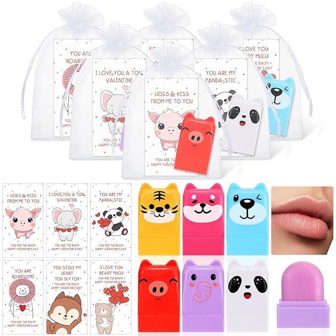 30 Sets Wild Animal Birthday Lip Balm Gifts Bulk Baby Shower Prizes Gift Girl Birthday Lip Balm Jungle Animal Party Favors for Preschool Toddler Boy Girl Classroom Prizes Classroom Prizes