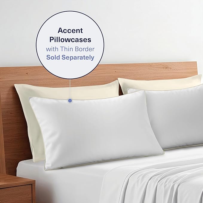 Kickoff Viscose Bamboo Pillowcase, Queen, Set of 2, 100% Organic Hidden Zippered Viscose Bamboo Pillow Case Queen Size, Cooling Pillow Cover for Hot Sleepers (20"x30" Buttercream)