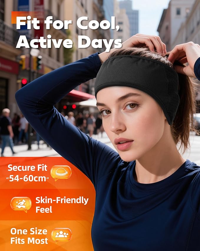 Winter Sport Headband Ear Warmer - Windproof Forehead & Breathable Fleece Headband for Skiing, Running, Cycling