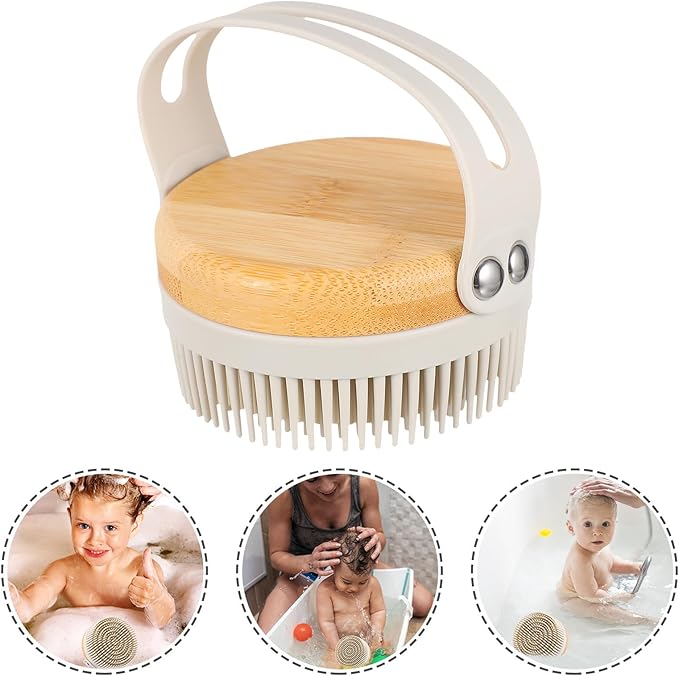 Eco-Friendly Body Brush Silicone Bath Scrubber for Gentle Scalp Massage and Deep Cleaning Shower Brush Gray