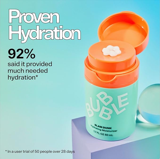 Bubble Skincare Drink Up Duo Dewy Skin Care Set - Travel Size Gift Set Includes Water Slide Hyaluronic Acid Serum & Slam Dunk Face Moisturizer - Promotes Healthy, Hydrated Skin (2 Count)