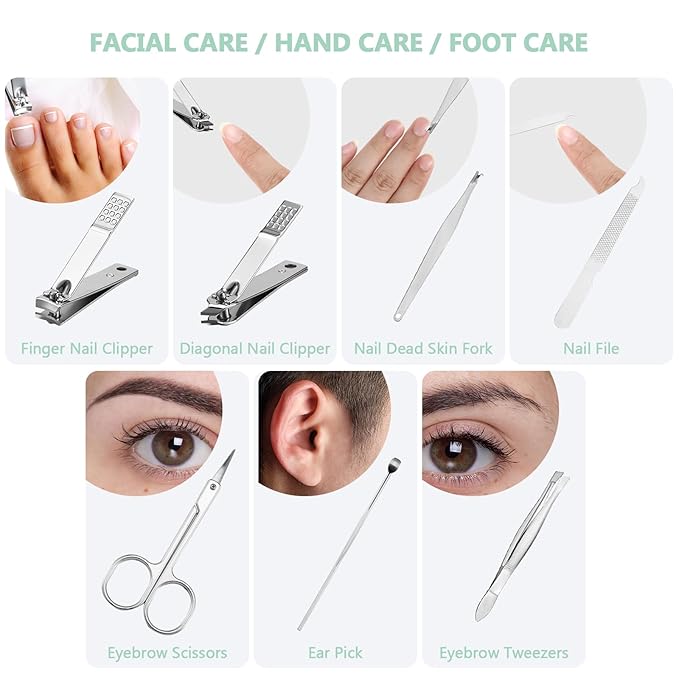 60 Sets Travel Manicure Set Nail Clippers Bulk Pedicure Kit 7 in 1 Stainless Steel Professional Nail Set Grooming Kits Nail Care Tools for Women Men(Bright Color)