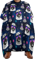 Extra Long Professional Salon Cape, Haircut Apron Galaxy Pug with Cool Glass Hair Cutting Gown for Styling Hair Cut Hairdresser