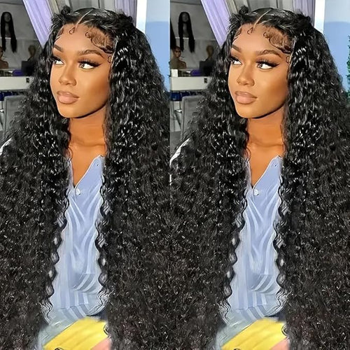36 Inch Deep Wave Lace Front Wigs Human Hair 13x6 HD Lace Frontal Wigs for Women 200% Density Deep Curly Human Hair Wigs Pre Plucked with Baby Hair Glueless Curly Human Hair Wigs