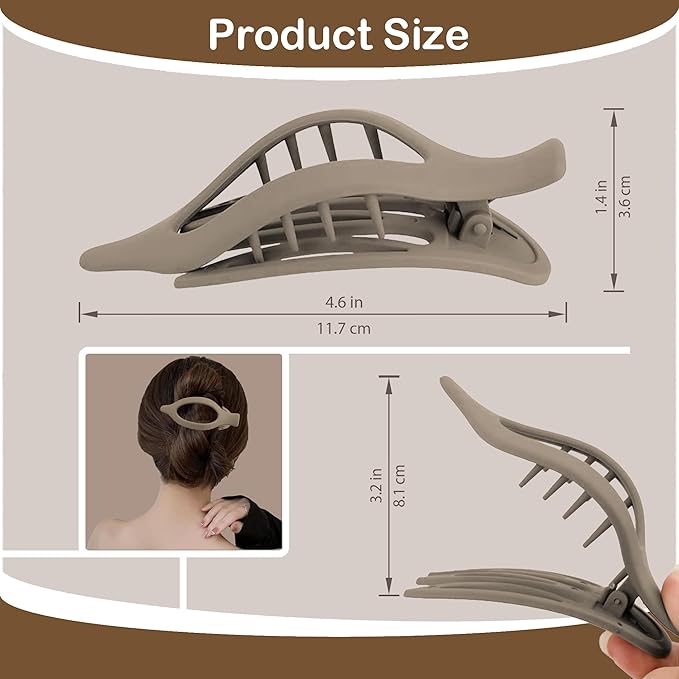 Big Hair Claw Clips 6-Pack 4.7" Non-Slip Hair for Women and Girls with Long, Thick Hair Jelly & Matte Clips (Duckbill-A 6pcs 4.7")