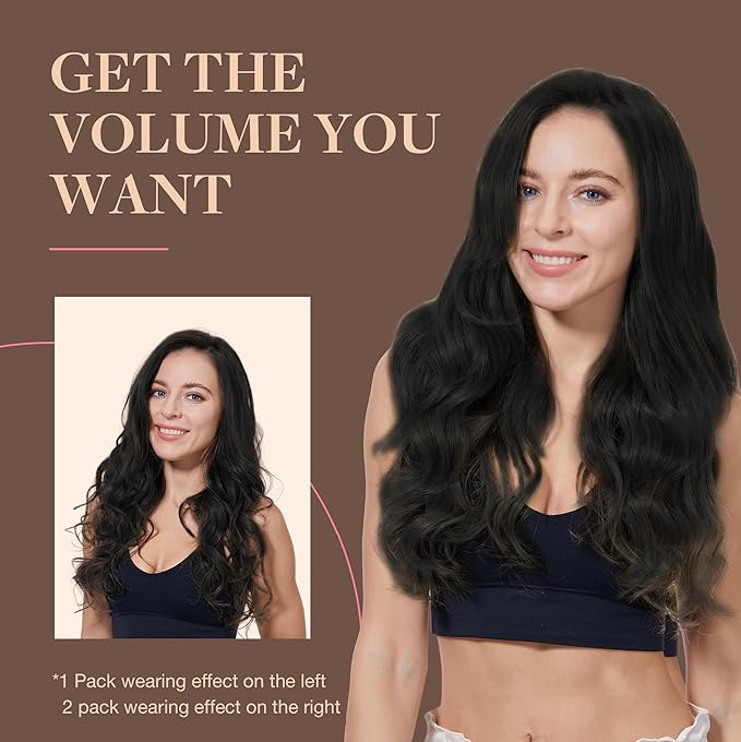 GOO GOO Clip in Hair Extensions Real Human Hair, Remy Human Hair Extensions Clip ins for Women, Natural Human Hair, 20inch 120g 7Pcs, 1 Jet black