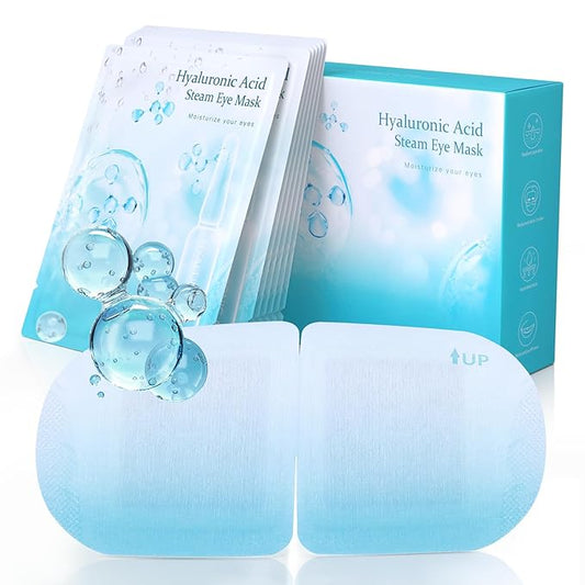 LC-dolida 7 Packs Steam Eye Mask, Hyaluronic Acid Formula Auto Heated Eye Mask for Dry Eyes SPA Warm Sleep Eye Mask Cornea Care Rest Self Heating Eye Mask Business Trip Party Favors Supplements