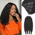 Burmese Curly Clip in Hair Extensions Real Human Hair, 8Pcs Remy Human Hair Clip in Extensions for Women, Natural Soft Human Hair, 120g 18inch #1B Natural Black