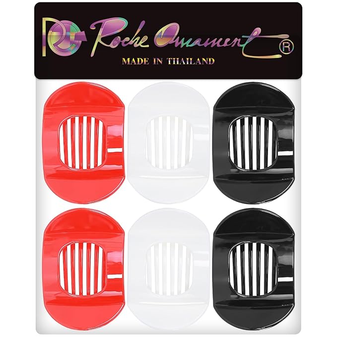 RC ROCHE 6 Pcs Flat Claw Hair Clips for Women Thick Hair French Round Duckbill Square Secure Strong Hold Grip Clamps Barrettes Curved No Slip No Crease Plastic Styling Cute, Medium Holiday Special