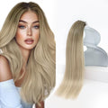 Sunny Hair Tape in Hair Extensions Real Human Hair Invisible Remy Hair Extensions Tape ins for Women Ash Blonde Root to Platinum Blonde Balayage 20 inch 20Pcs 50G