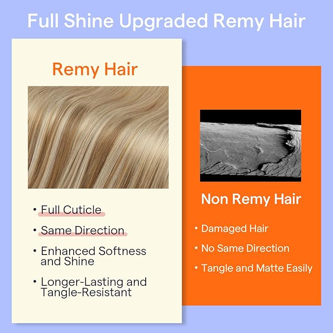 Full Shine Balayage Clip in Hair Extensions Real Human Hair Blonde Human Hair Extensions Clip ins Clip in Extensions Color 10 Fading to 16 And 16 Blonde 7 Pcs 22 Inch 120 G