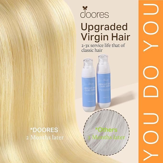 DOORES Hair Extensions Clip in Human Hair, Dirty Blonde Mixed Platinum Blonde 160g 7pcs 24 Inch,Invisi Edge Hair Extensions Seamless Clip in Hair Extensions Real Straight Natural Hair