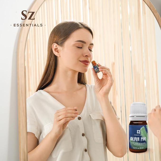 Silver Pine Essential Oil - 100% Pure & Undiluted- Extracted from Pinus Sylvestris - Clean & Fresh Scent with Woody Overtones - Therapeutic Grade & Vegan - 0.17oz (5ml)