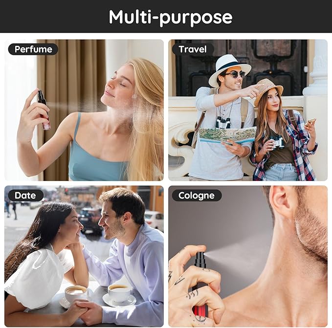 Segbeauty 5 Packs Perfume Bottles Empty, 10ML Refillable Portable Cologne Sprayer, Glass Spray Bottles for Dispensing Liquid Cosmetic, Mini Travel Size Perfume Atomizer Sample Container for Frangrance