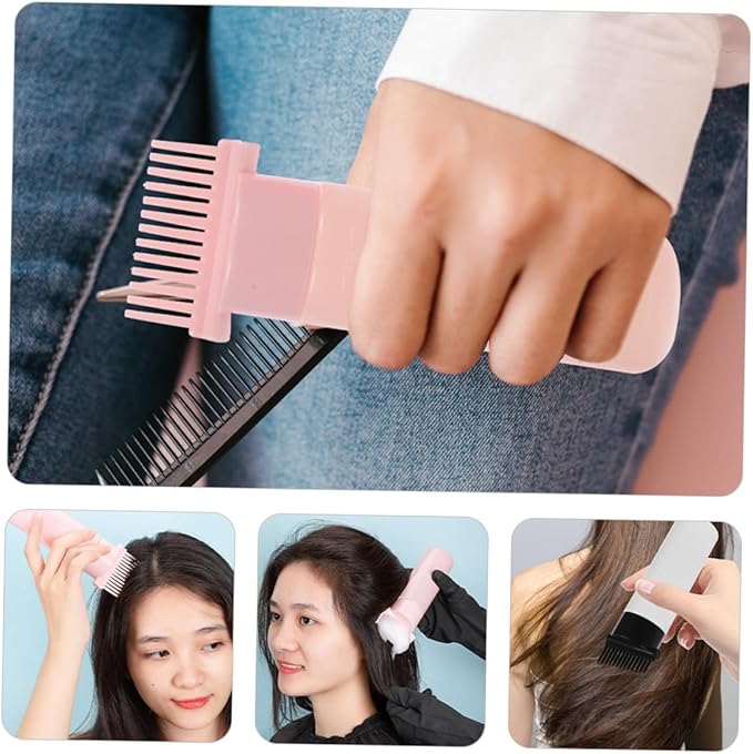 3pcs Hair Dyeing Comb Applicator Bottles Root Bottle with Graduated Scale Reusable Hair Oil Application for Precise Coloring