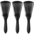 Detangling Brush for Afro American/African 3a to 4c Kinky, Wavy/Curly/Coily Hair - Scalp Massaging Comb for Thick/Long, Wet/Dry/Oily Hair (3 pcs, 3-Black)