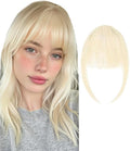 Clip in Bangs Blonde Color 100% Real Human Hair Wispy Clip on Bangs Extensions Fringe with Temples Hairpieces for Women