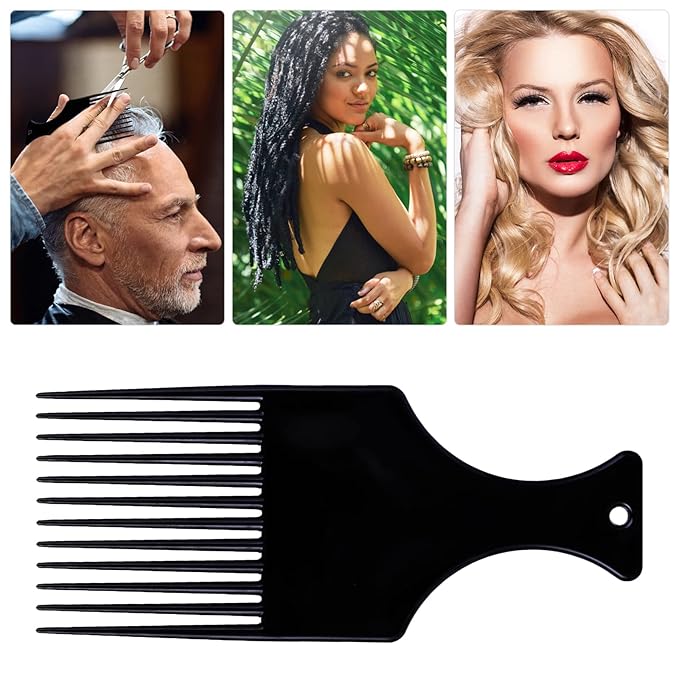 6 Pcs Plastic Afro Pick Comb for Smooth, Wide-Tooth Styling of Natural Curly Hair