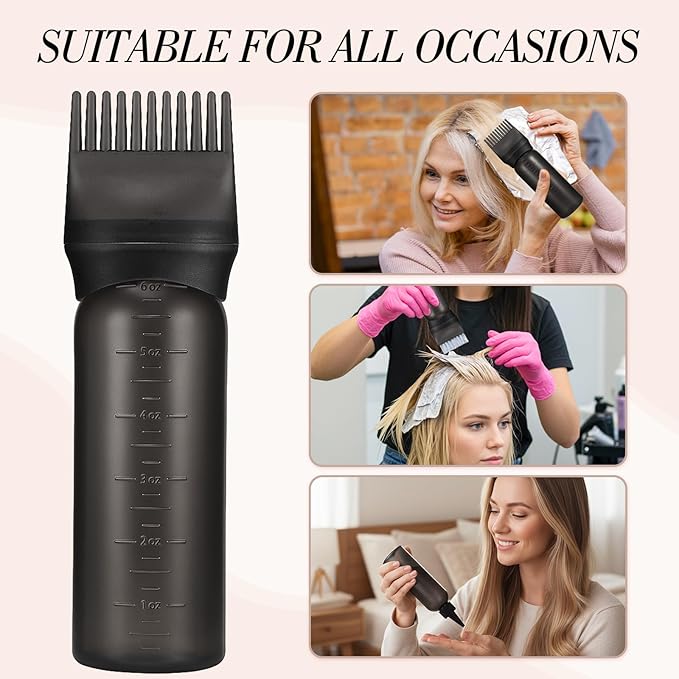 Pimoys Hair Oil Applicator Bottles Dye Brush for Women Scalp, Hair Color Products Things with Root Comb Hair Dye Tools, Black