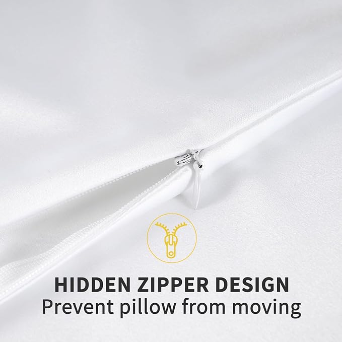 ZIMASILK 100% Pure Mulberry Silk Pillowcase 2 Pack, Soft and Smooth,Both Sides Premium Grade 6A Silk,600 Thread Count,with Hidden Zipper (Queen 20''x30'',White)