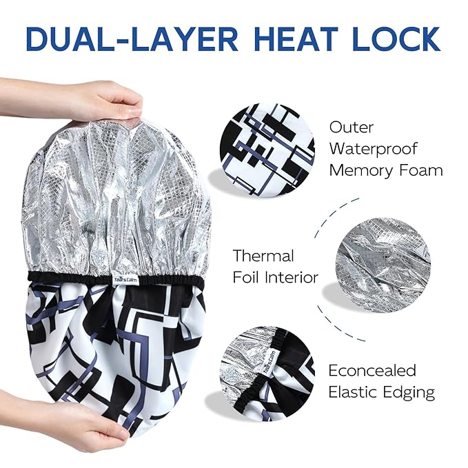 Years calm Shower Cap for Men, Waterproof & Heat-Retaining Hair Treatment Cap – Reusable Men’s Shower Cap with Foil Lining, Elastic Band, for Steam Care, Hair Mask & Oil Conditioning